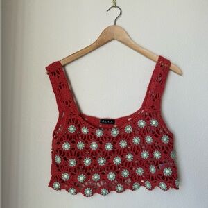 Julia by Love J Crochet Floral Crop Top Size M